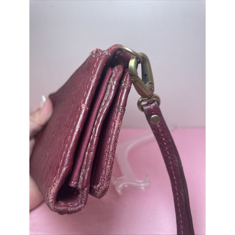Fossil Women's Burgundy Leather Wristlet Wallet Vtg ID Card Organizer FOSSIL - Picture 6 of 11